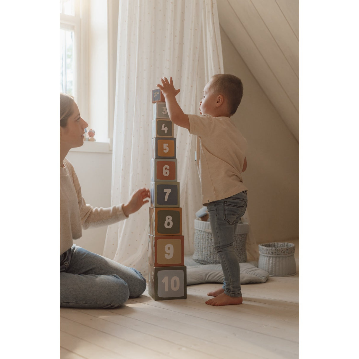 Little Dutch Forest Friends Blue Stacking Blocks Cardboard