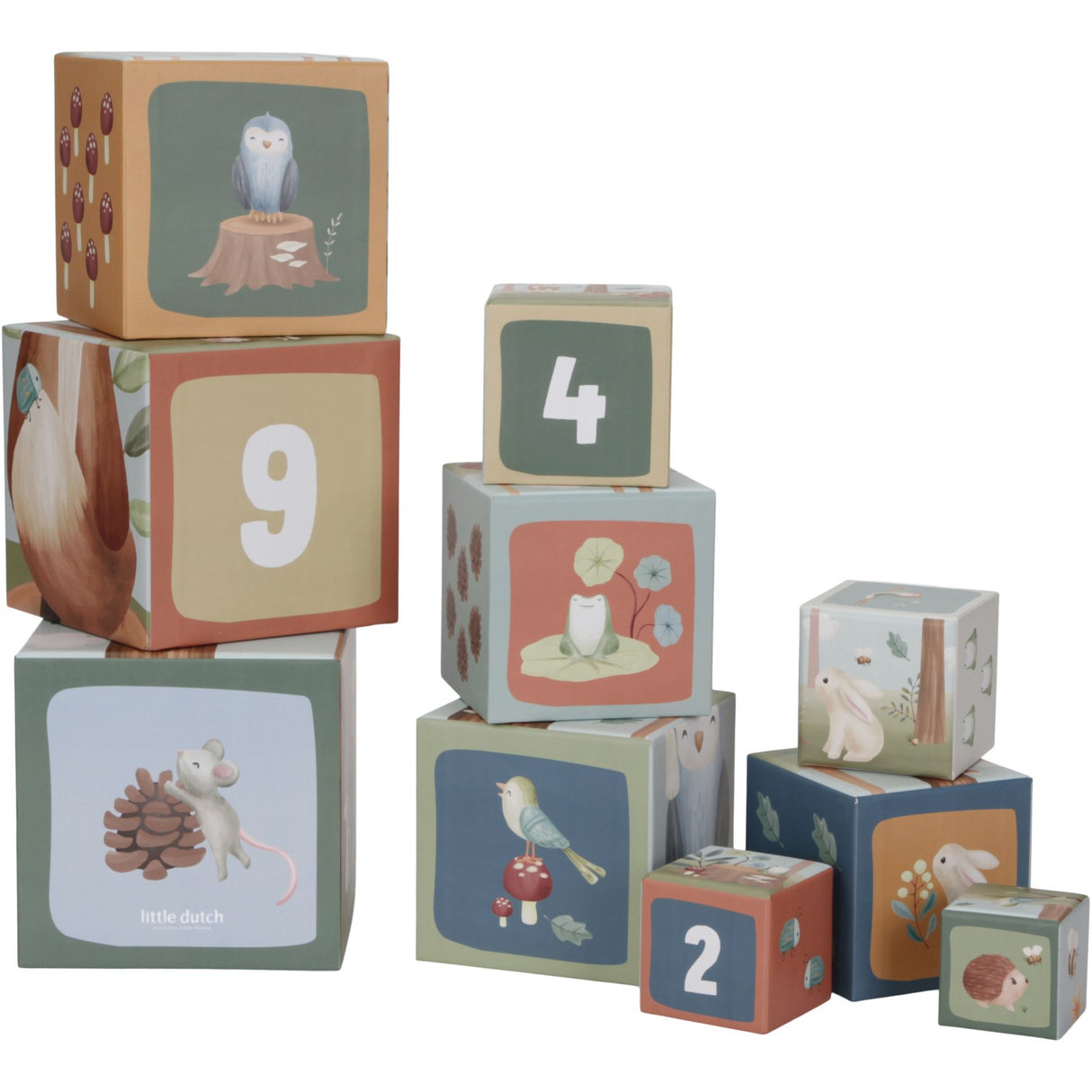 Little Dutch Forest Friends Blue Stacking Blocks Cardboard