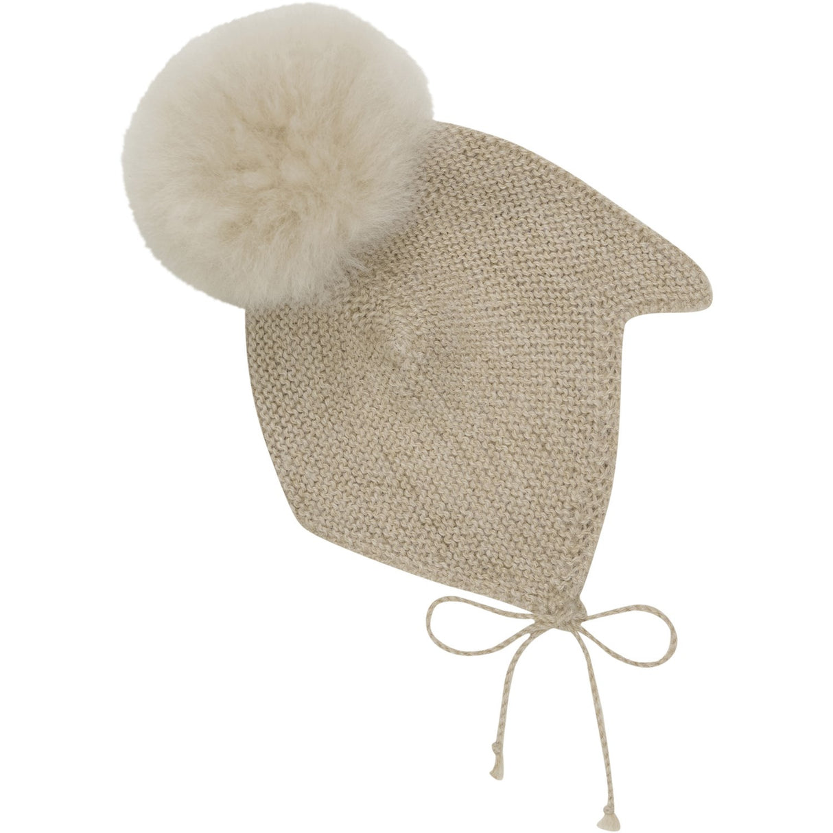 Huttelihut Camel Melange Bonnet Wool Knit Alpaca Pompom