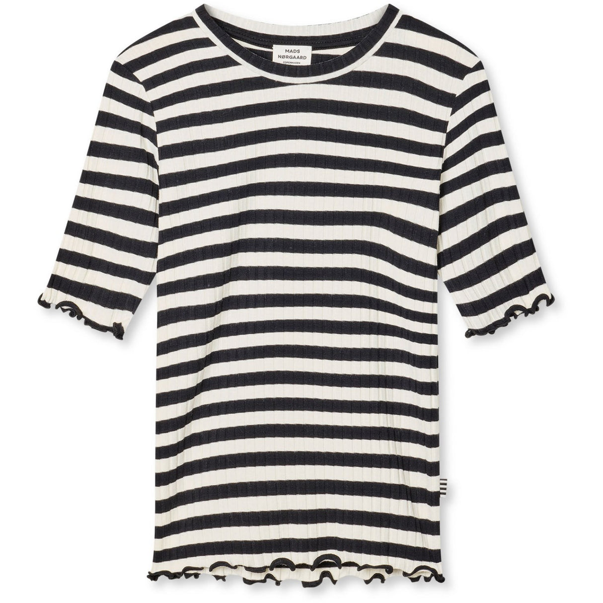 Mads Nørgaard Black/Vanilla Ice 5X5 Classic Stripe Tuviana Tee