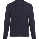 Tommy Hilfiger Dark Night Navy Crew Neck Cotton Cable Sweater