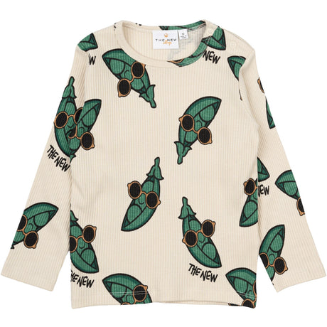 THE NEW Siblings White Swan AOP Nevi Rib Blouse