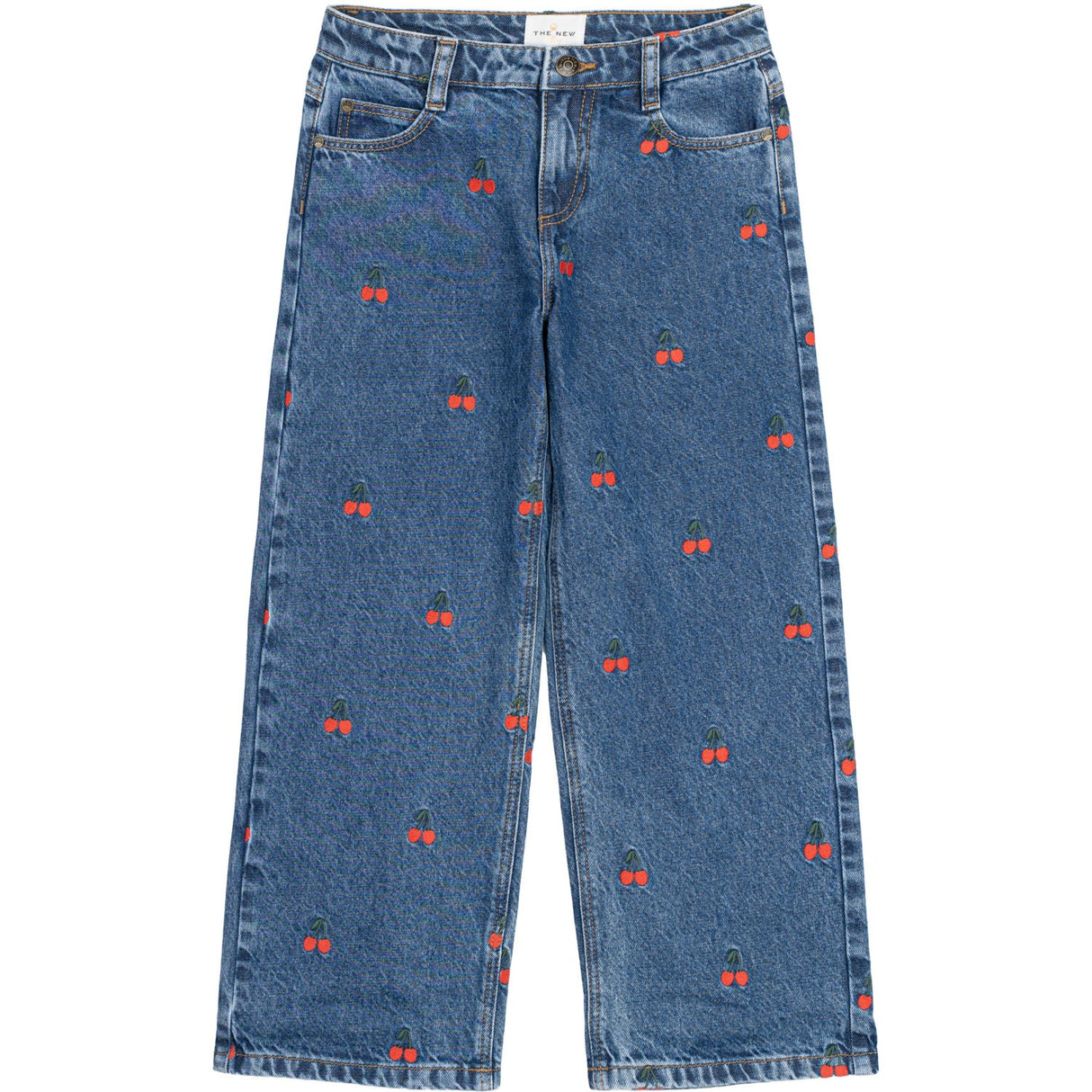 The New Medium Blue Denim EMB Natalia Wide Jeans