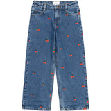 The New Medium Blue Denim EMB Natalia Wide Jeans