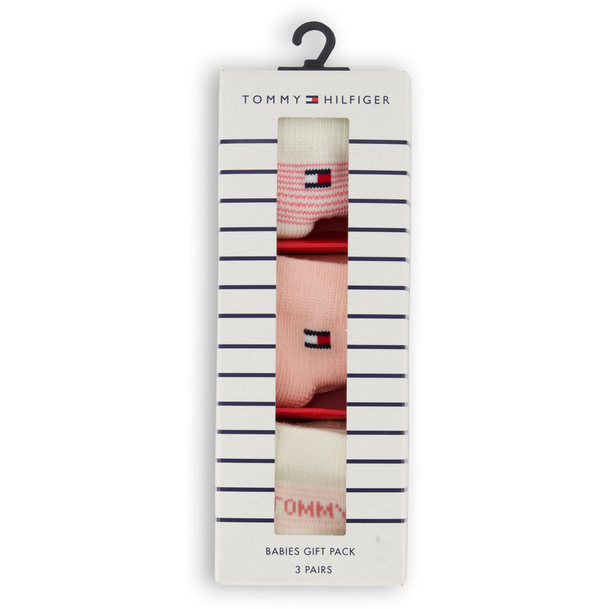 Tommy Hilfiger Pink Baby Socks 3-pack Giftbox Stripe