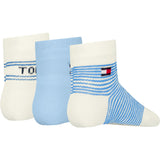 Tommy Hilfiger Light Blue Baby Socks 3-pack Giftbox Stripe