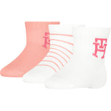 Tommy Hilfiger Pink Baby Socks 3-pack Giftbox Monogram