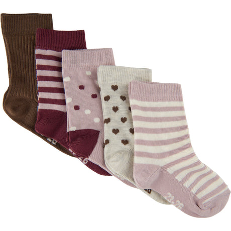 Minymo Rose Smoke Socks w. pattern (5-pack)