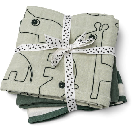 DonebyDeer Grøn Muslin Cloth 3-Pack GOTS Deer Friends