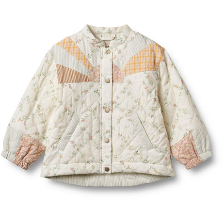 Wheat Ivory Checked Flowers Quilt Jacket Inga