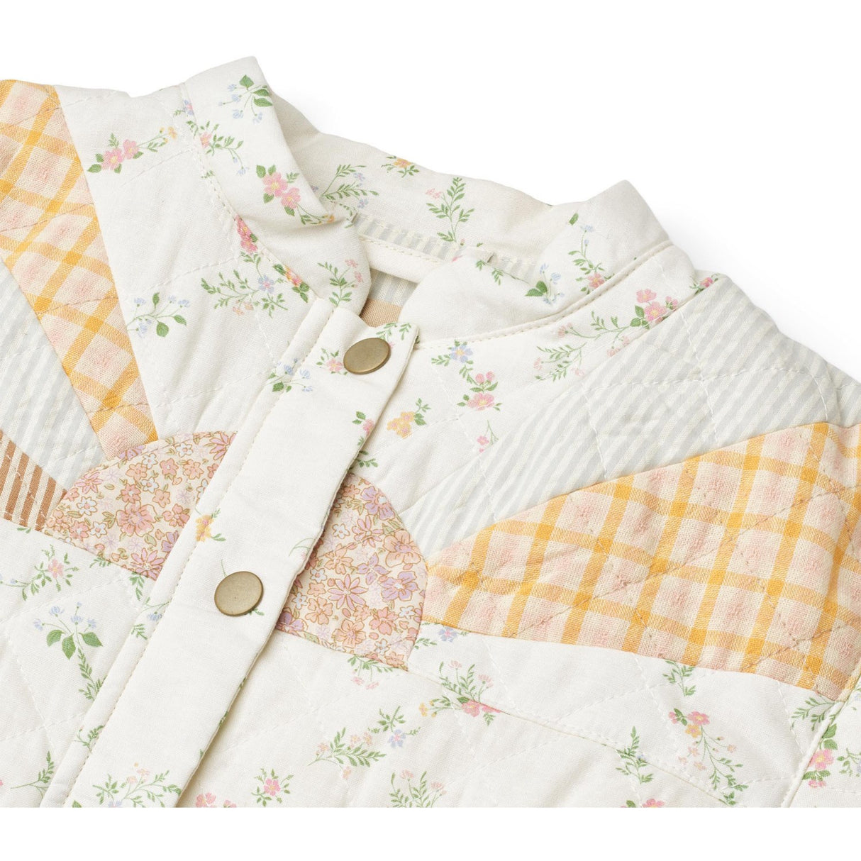 Wheat Ivory Checked Flowers Quilt Jacket Inga