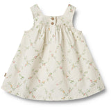 Wheat Ivory Checked Flowers Dress Ayla