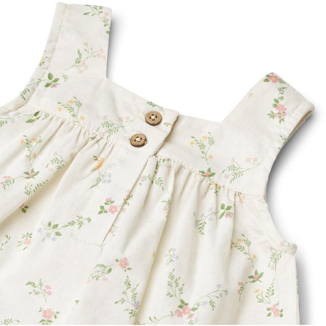 Wheat Ivory Checked Flowers Dress Ayla