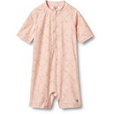 Wheat Powder Checked Flowers Swimsuit S/S Cas