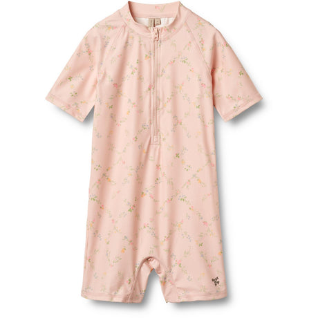 Wheat Powder Checked Flowers Swimsuit S/S Cas