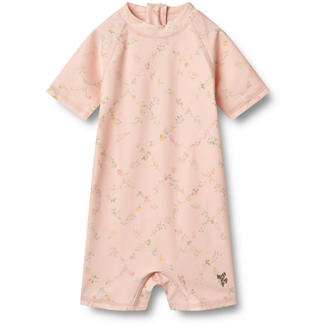 Wheat Powder Checked Flowers Swimsuit S/S Cas