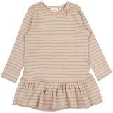 Petit Piao Bright Rose/Dark Off White Dress L/S Modal Striped