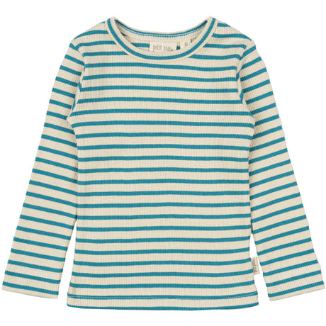 Petit Piao Turquise /Dark Off White Blouse Modal Striped