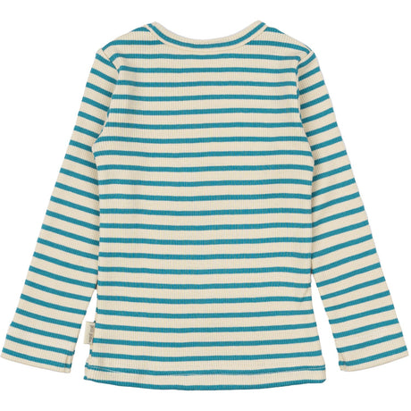 Petit Piao Turquise /Dark Off White Blouse Modal Striped