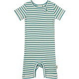 Petit Piao Turquise /Dark Off White Summer Romper S/S Modal Striped