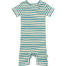 Petit Piao Turquise /Dark Off White Summer Romper S/S Modal Striped
