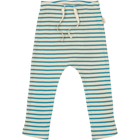 Petit Piao Turquise /Dark Off White Pants Modal Striped