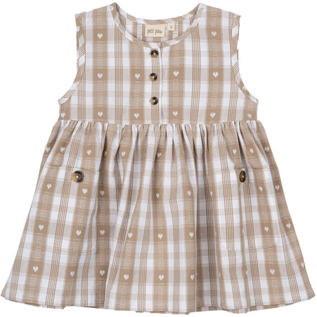 Petit Piao Off White Heart Dress S/L Woven