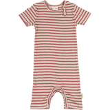 Petit Piao Light Berry/Dark Off White Summer Romper S/S Modal Striped