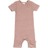 Petit Piao Light Berry/Dark Off White Summer Romper S/S Modal Striped