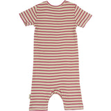 Petit Piao Light Berry/Dark Off White Summer Romper S/S Modal Striped