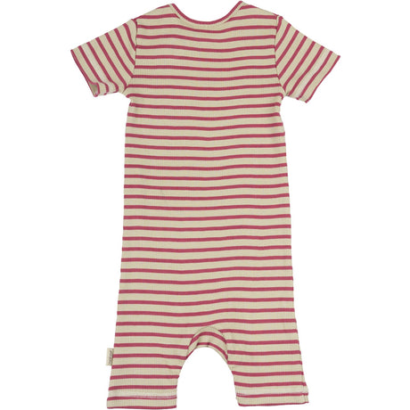 Petit Piao Light Berry/Dark Off White Summer Romper S/S Modal Striped