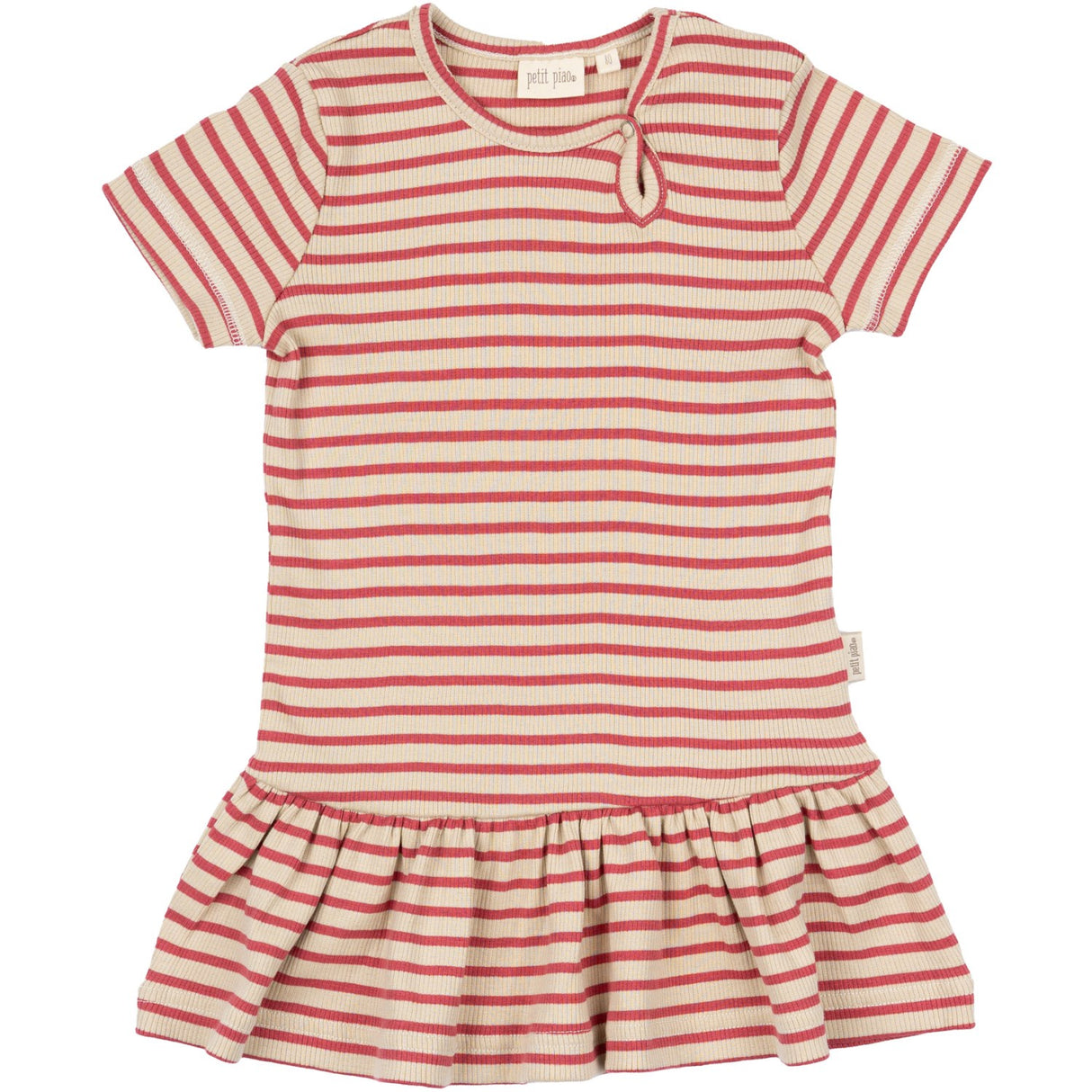 Petit Piao Light Berry/Dark Off White Dress S/S Modal Striped