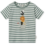 LIEWOOD Circus / Stripe Peppermint / Creme De La Creme Apia Placement Shortsleeve T-Shirt