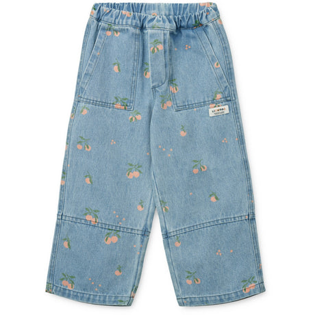 LIEWOOD Peach / Light Blue Denim Cesar Printed Denim Pants