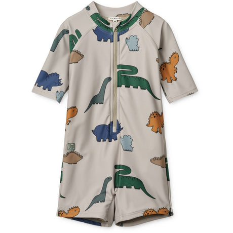 LIEWOOD Dinosaurs / Mist Max Printed Shortsleeve Swim Jumpsuit