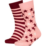 Tommy Hilfiger Soft Pink/Rouge Kids Socks 2-Pack Stars And Stripes