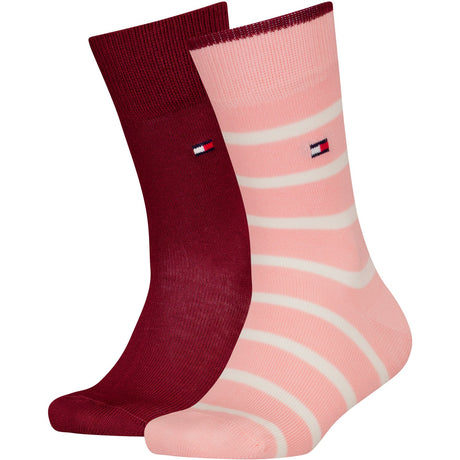 Tommy Hilfiger Soft Pink/Rouge Kids Socks 2-Pack Breton Stripe