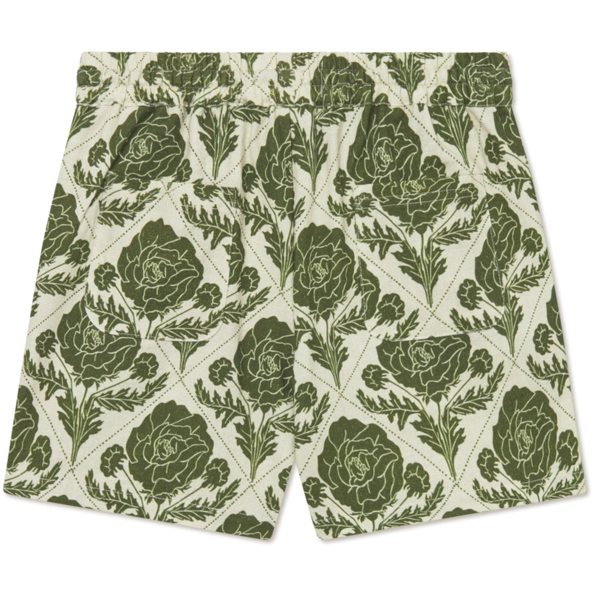 Les Deux Kids Vintage Green/Ivory Lesley Flower Tile AOP Shorts