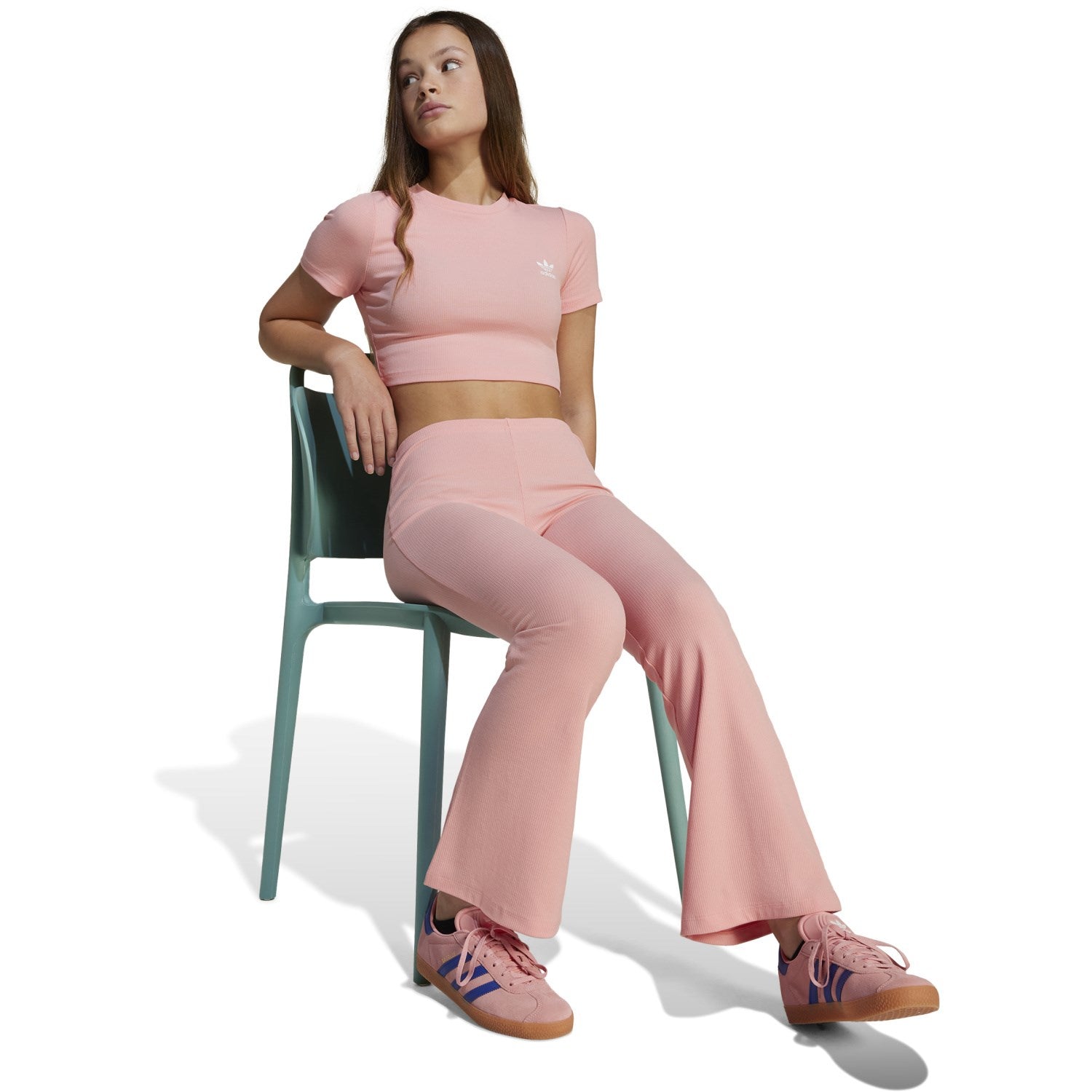 Buy adidas Originals Semi Pink Spark Rib Crop Tee