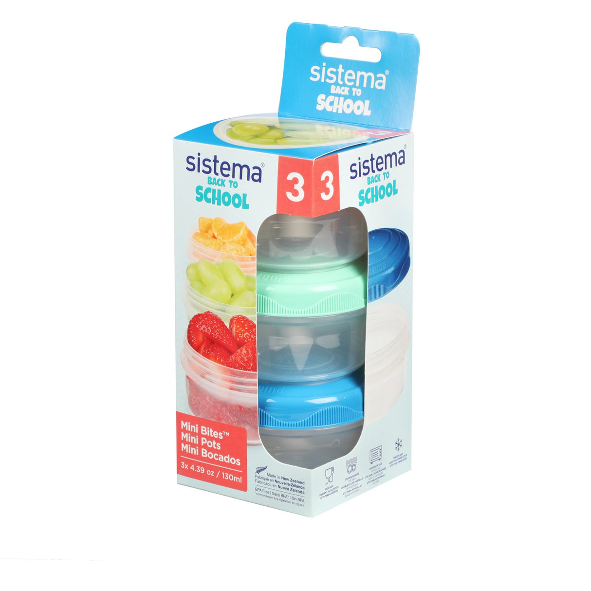 Sistema To Go Mini Bites Food Storage 130 ml Mixed Pack 3-pack