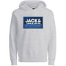 Jack & Jones Junior White Melange Cologan Print Sweat Hoodie