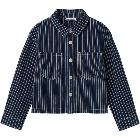 Name It Navy Blazer Zoe Twill Oversize Stripe Shirt