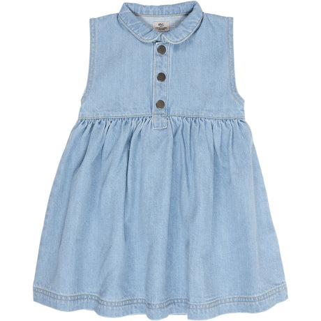 COPENHAGEN COLORS Super Lt Blue Indigo Washed Organic Denim Dress W Collar