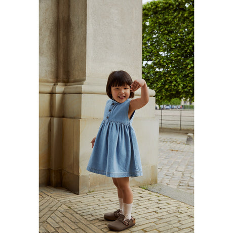 COPENHAGEN COLORS Super Lt Blue Indigo Washed Organic Denim Dress W Collar