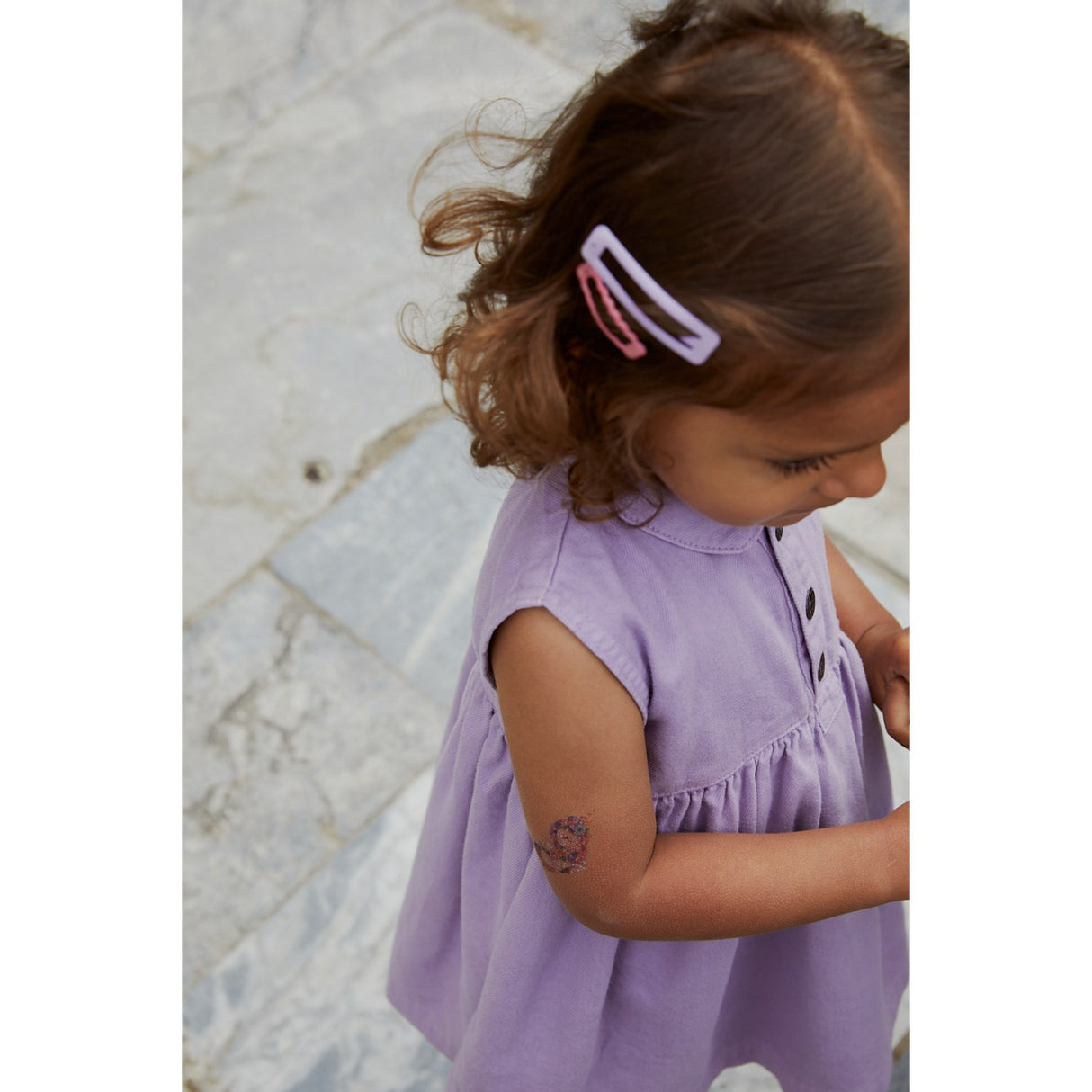 COPENHAGEN COLORS Lavender Organic Twill Dress W Collar