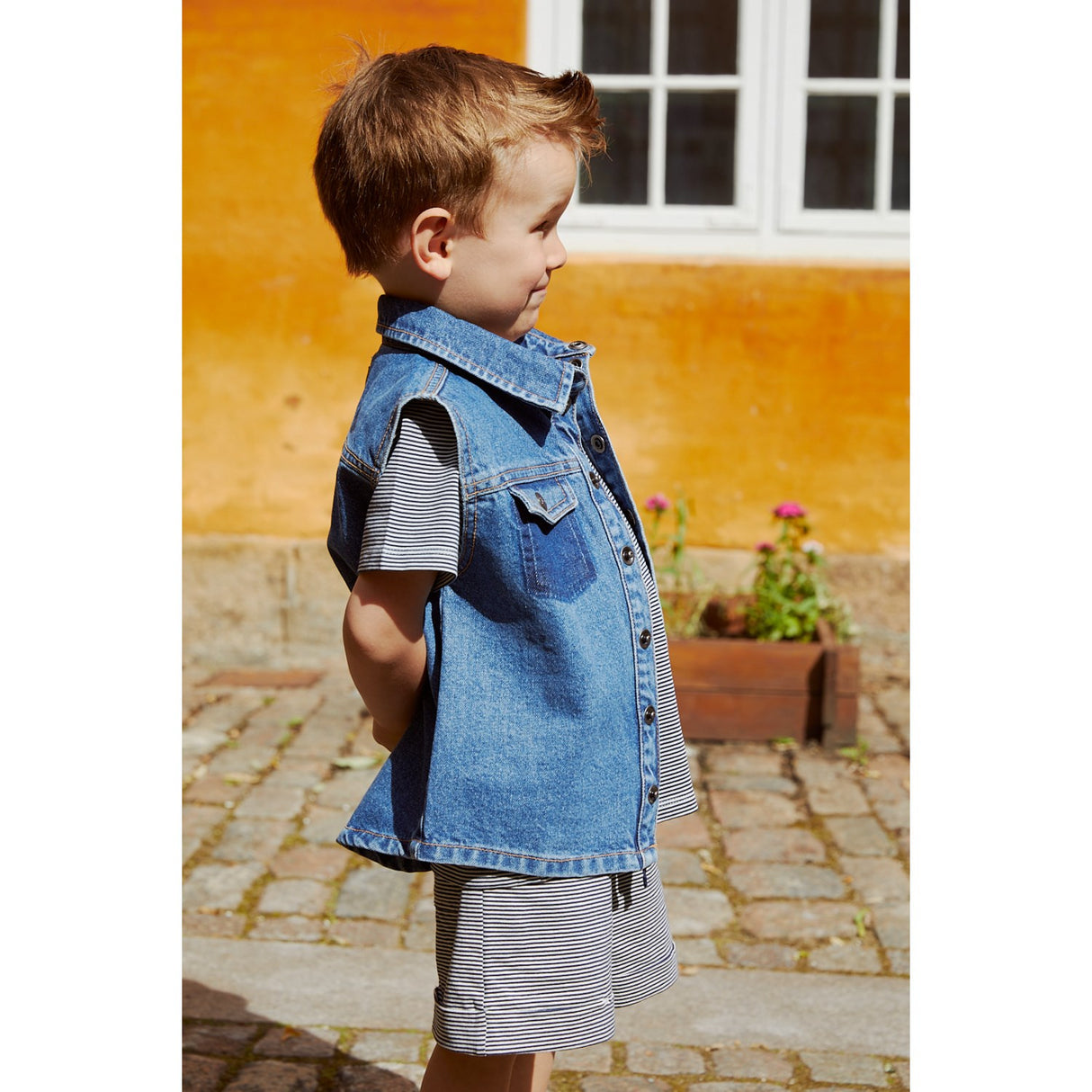 COPENHAGEN COLORS Indigo Blue Washed Organic Boyish Denim Vest