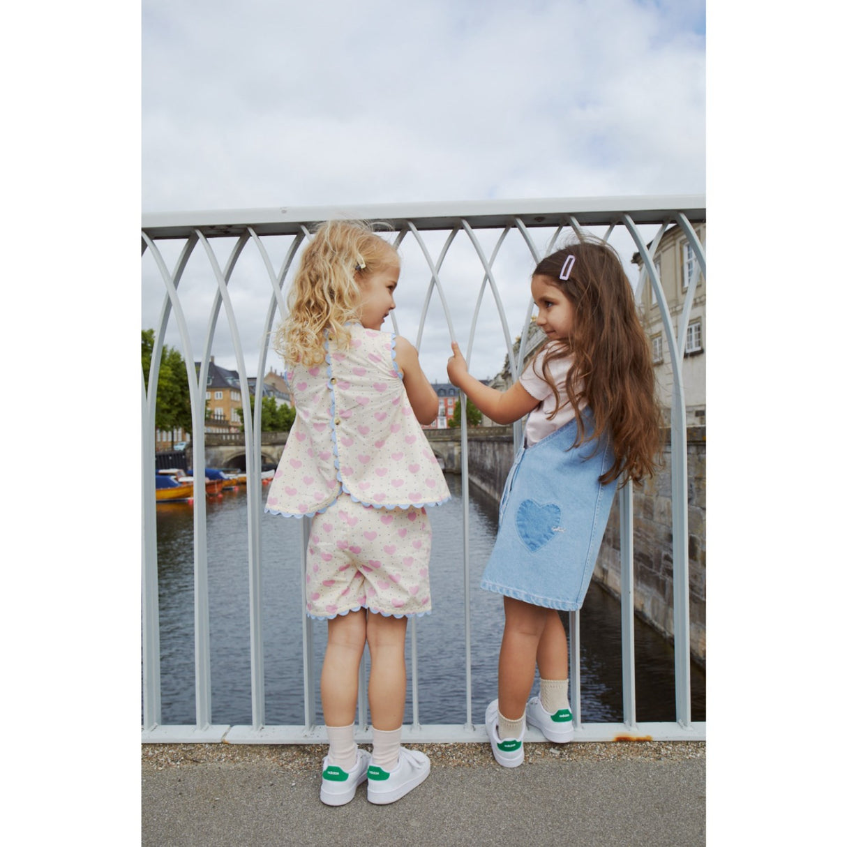 COPENHAGEN COLORS Super Lt Blue Indigo Washed Organic Denim Spencer Dress W Heart