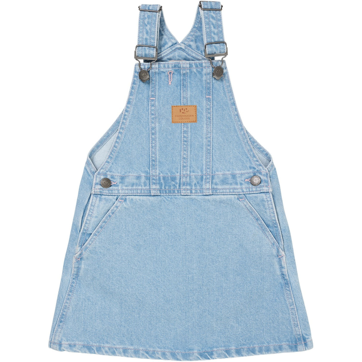 COPENHAGEN COLORS Super Lt Blue Indigo Washed Organic Denim Spencer Dress W Heart