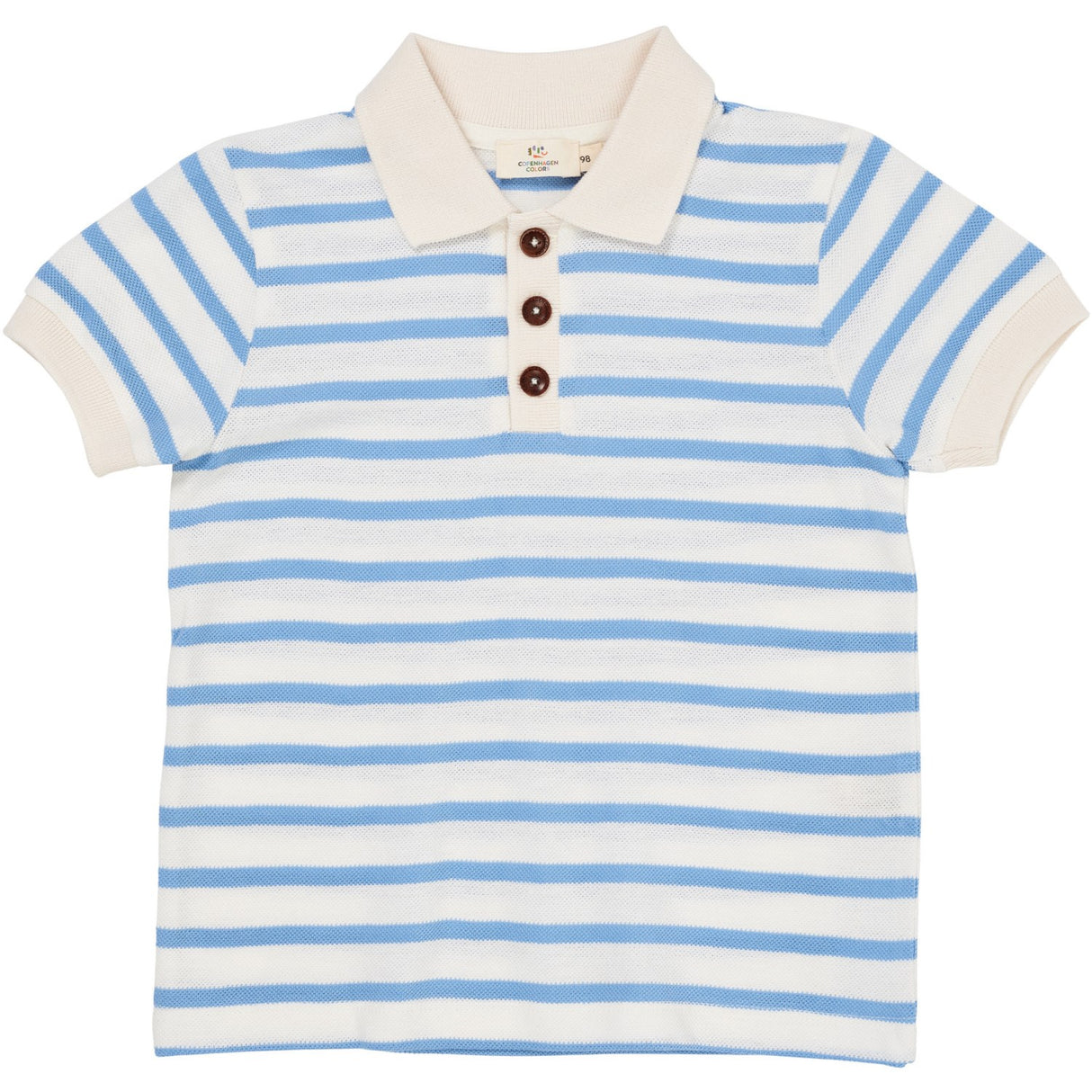 COPENHAGEN COLORS Sky Blue Stripe Pique Stripe Poloshirt