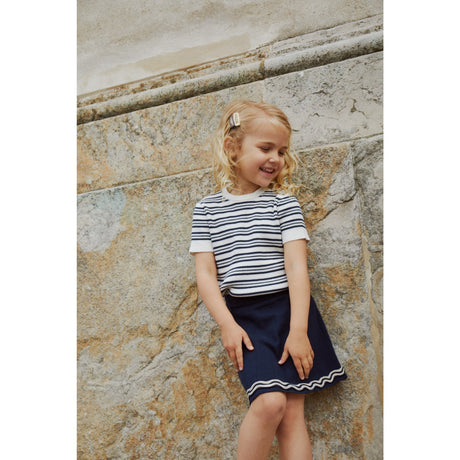 COPENHAGEN COLORS Navy/Cream Comb. Knitted Tennis Skirt